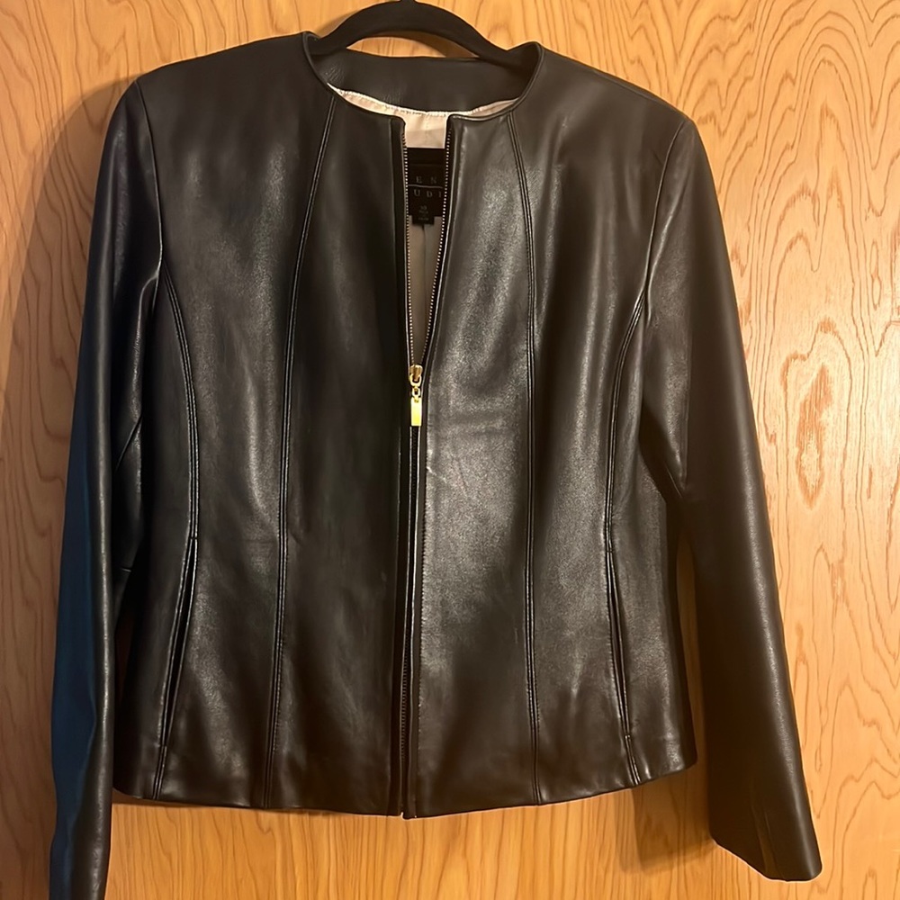 Siena studio collarless leather jacket size sz 10